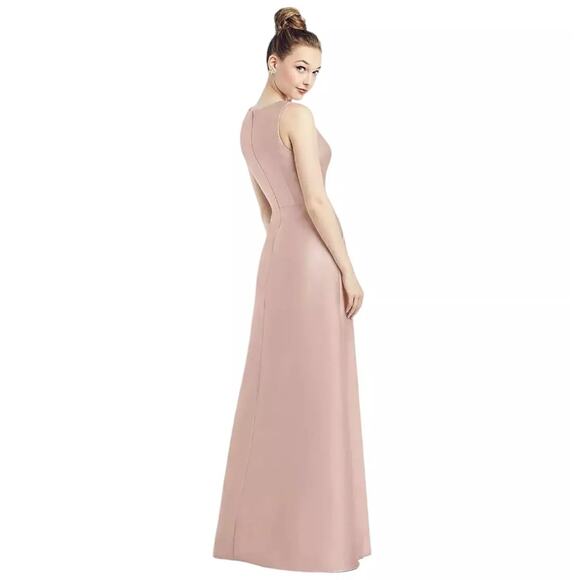 Alfred Sung D778 Satin Sleeveless V-Neck Dress Toasted Sugar Pockets Size 8 - Picture 2 of 6